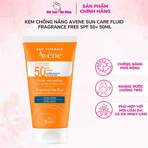 KEM CHỐNG NẮNG AVENE SUN CARE FLUID FRAGRANCE FREE SPF 50+ 50ML (không mùi)