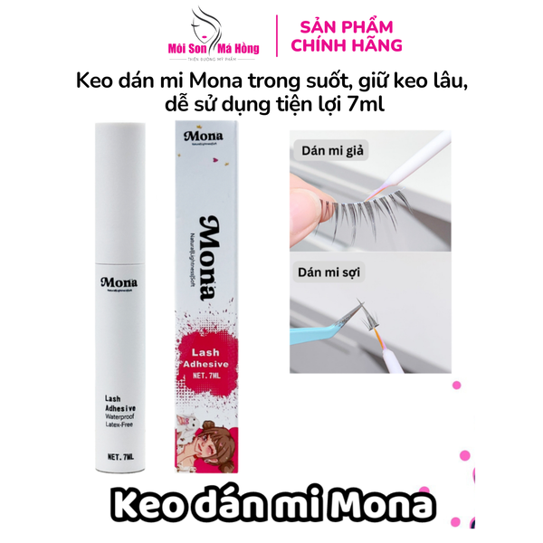 Keo dán mi Mona trong suốt, giữ keo lâu, dễ sử dụng tiện lợi 7ml
