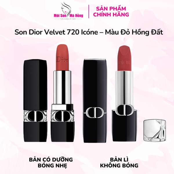 Son Dior Velvet 720 Icóne – Màu Đỏ Hồng Đất Full size 3.5G