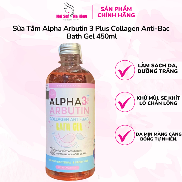 Sữa Tắm Alpha Arbutin 3 Plus Collagen Anti-Bac  Bath Gel 450ml