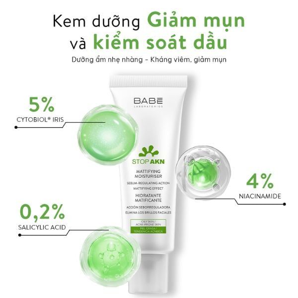 Kem Dưỡng Babe Stop AKN Ẩm Kiềm Dầu Trị Mụn 50ml