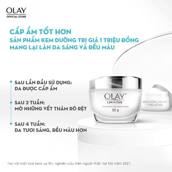 Kem Dưỡng Olay Luminous Sáng Da Mờ Thâm Nám Ban Đêm 50g Luminous Light Perfecting Night Cream