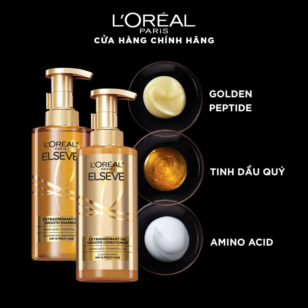 Bộ gội xả dưỡng tóc suôn mượt tóc cao cấp L'Oreal Paris Sleek 440ml x2 KHÔNG SILICONE