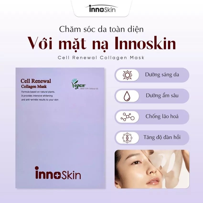 (1 Miếng) Mặt Nạ Giấy Innoskin Dưỡng Ẩm Trắng Da Innoskin Cell Renewall Collagen Mask 25ml