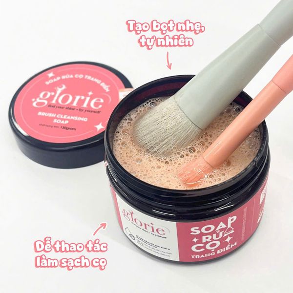 [1 TẶNG 1] - Soap Rửa Cọ Trang Điểm Glorie Brush Cleansing Soap 130g + Tặng giỏ treo cọ Hoặc Khay rửa cọ