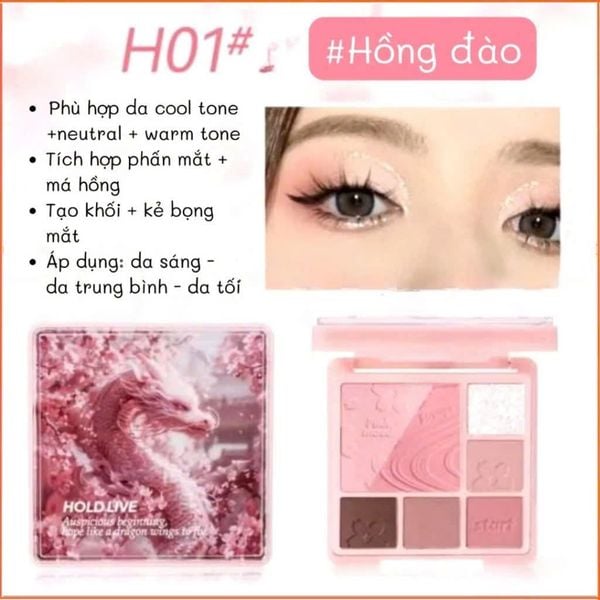 HOLD LIVE Bảng Phấn Mắt 6 Ô Auspicious Beginning Hope Like A Dragon Wings To Fly