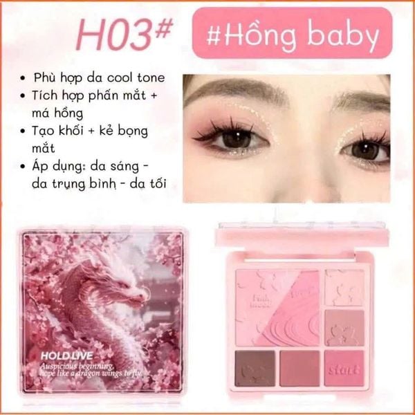 HOLD LIVE Bảng Phấn Mắt 6 Ô Auspicious Beginning Hope Like A Dragon Wings To Fly