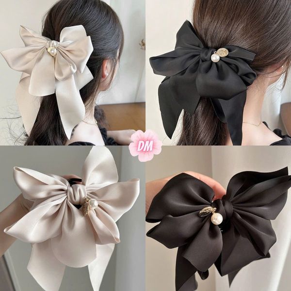 Kẹp 6răng nơ lụa satin