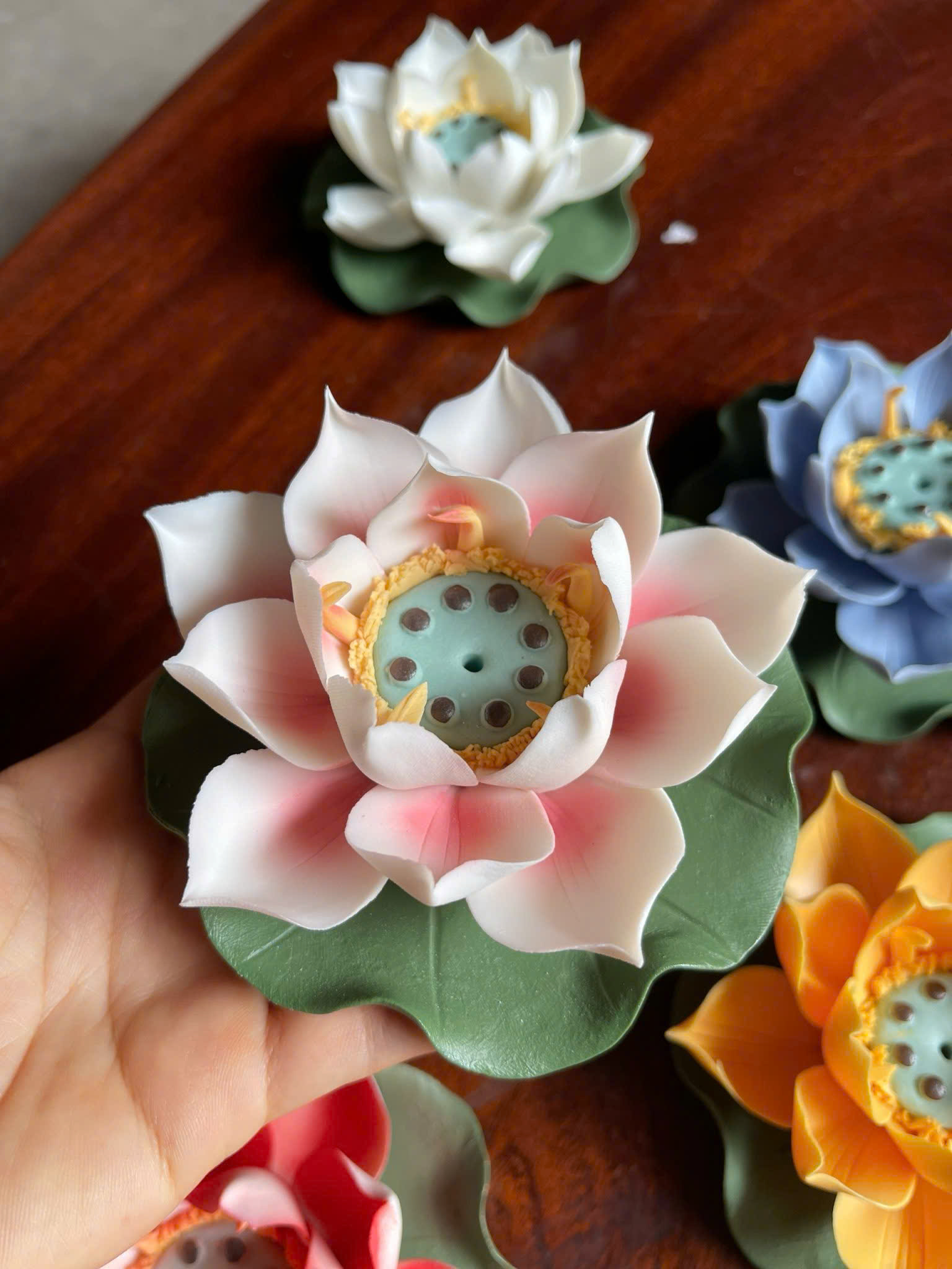 Hoa sen sứ Bát Tràng 10cm