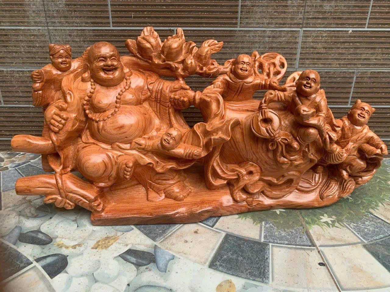 Di Lặc kéo bao tiền gỗ hương đá – tượng đẹp, mang tài lộc dồi dào