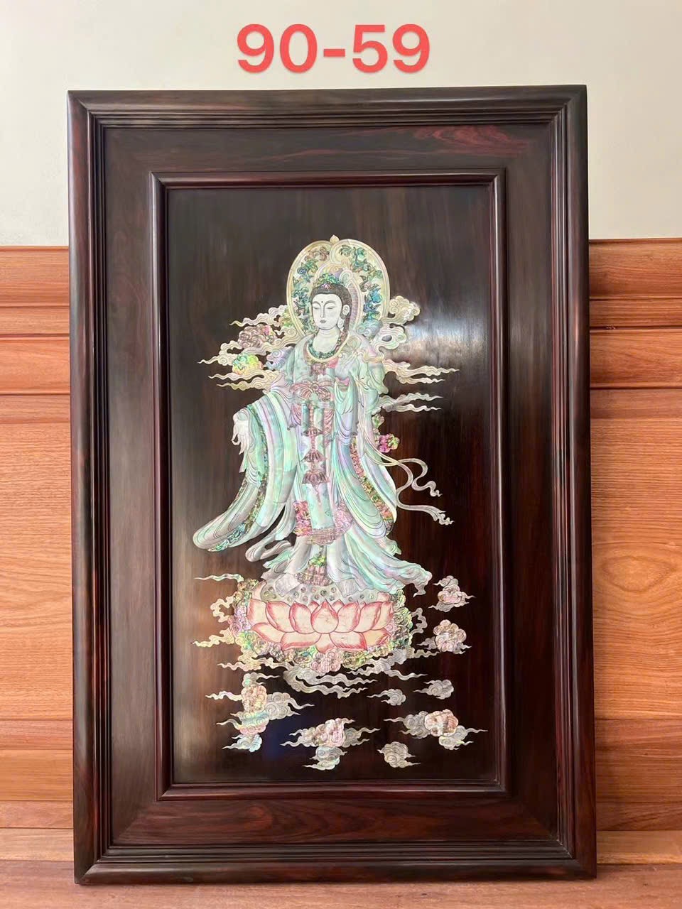 Tranh Phật Quan Âm Gỗ Trắc Khảm Ốc – Kích Thước 90x59 – Cao Cấp