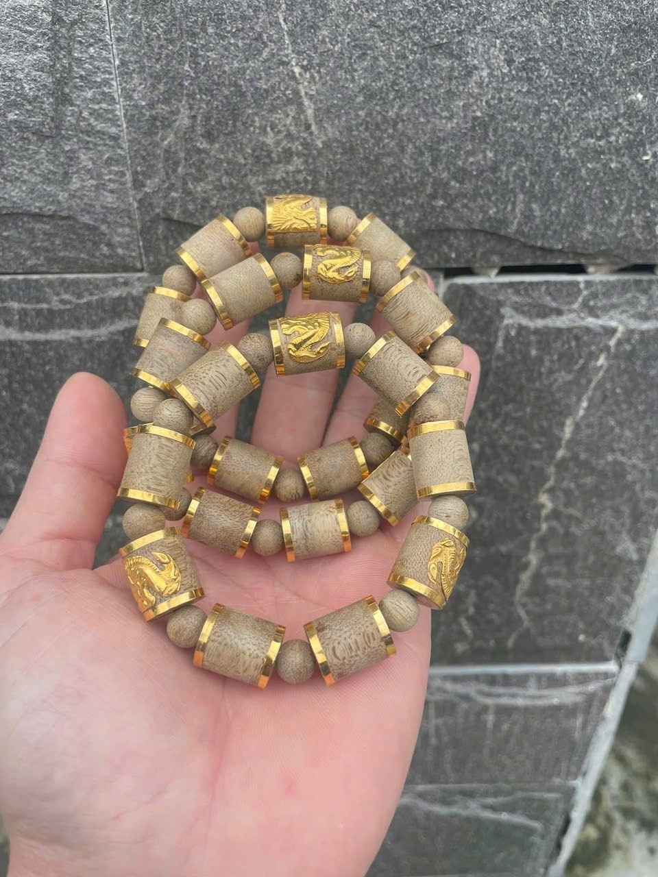 Vòng Trầm Kiến Lào Mộc Rin size 12li bọc vàng 5k - Thơm sống mạnh, nhận gắn con giáp theo yêu cầu