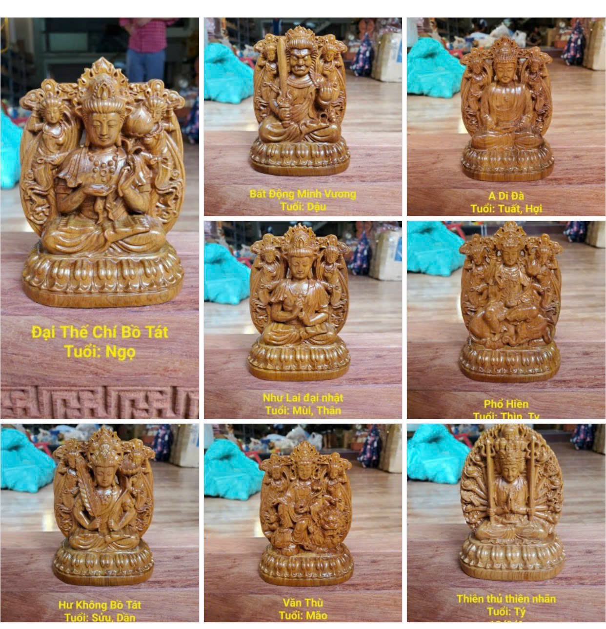 Phật Bản Mệnh Gỗ Bách Xanh Tự Nhiên – Cao 12cm, Gỗ Thơm Bền Đẹp