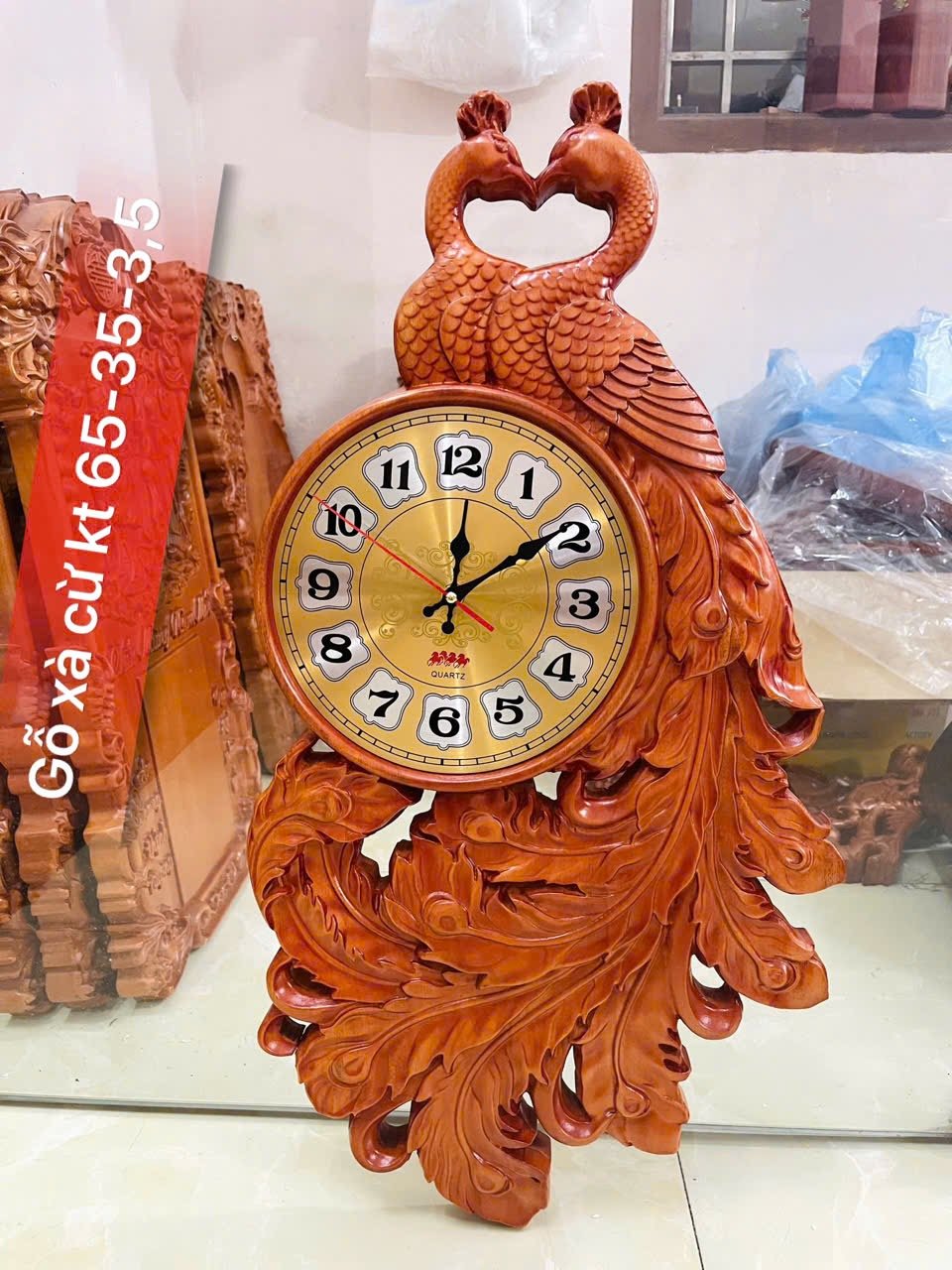 Đồng Hồ Gỗ Xà Cừ Treo Tường – Thiết Kế Nguyên Tấm Độc Đáo, Vân Gỗ Tự Nhiên