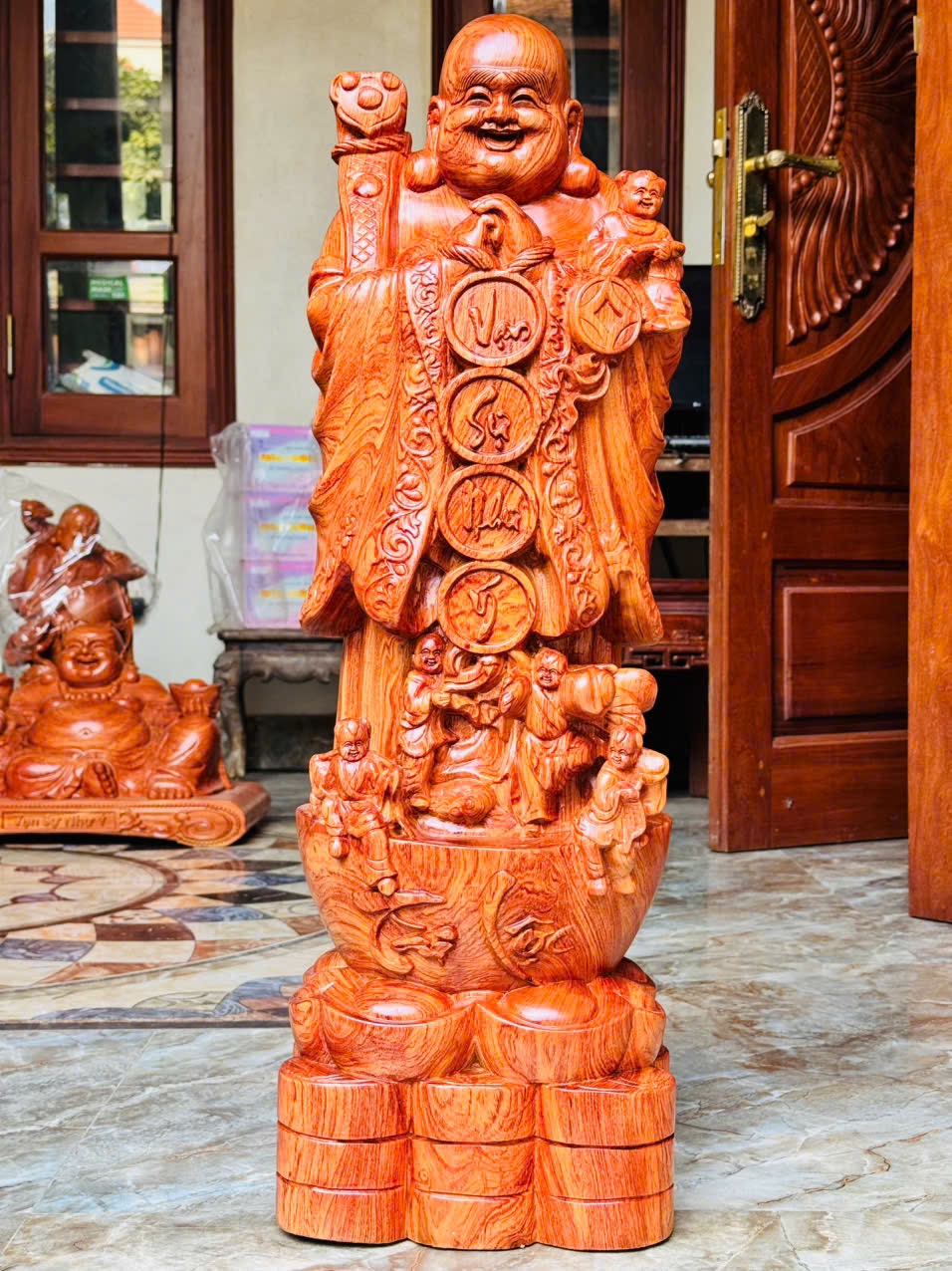 Tượng Di Lặc Gỗ Hương Đá 80cm – Phong Thủy Tài Lộc & Bình An