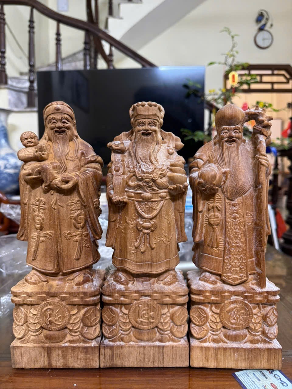 Bộ Tượng Tam Đa Phúc Lộc Thọ Gỗ Ngọc Am – Bình An, Tài Lộc