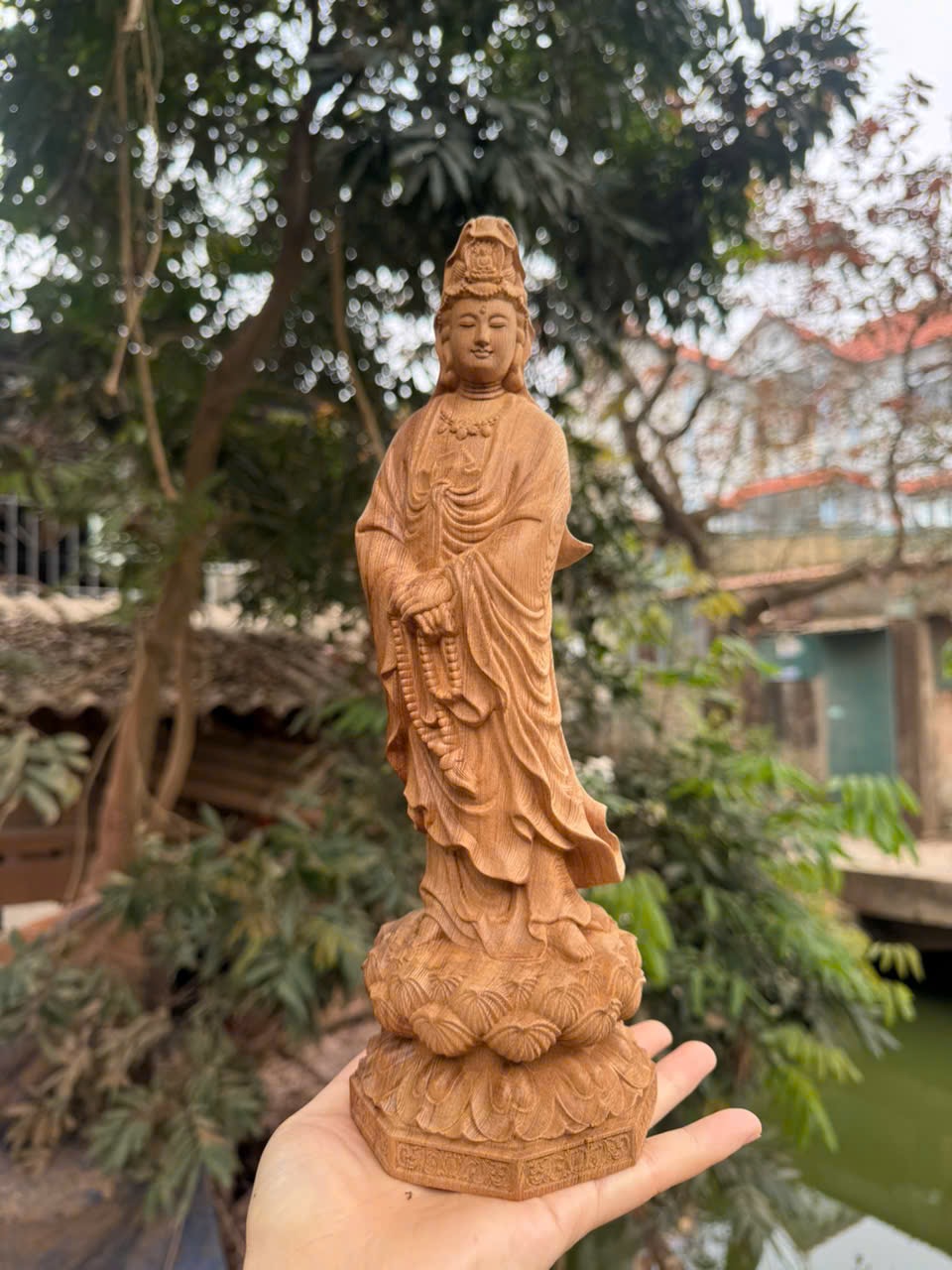 Tượng Quan Âm Gỗ Ngọc Am – Bình An, May Mắn, Phong Thủy