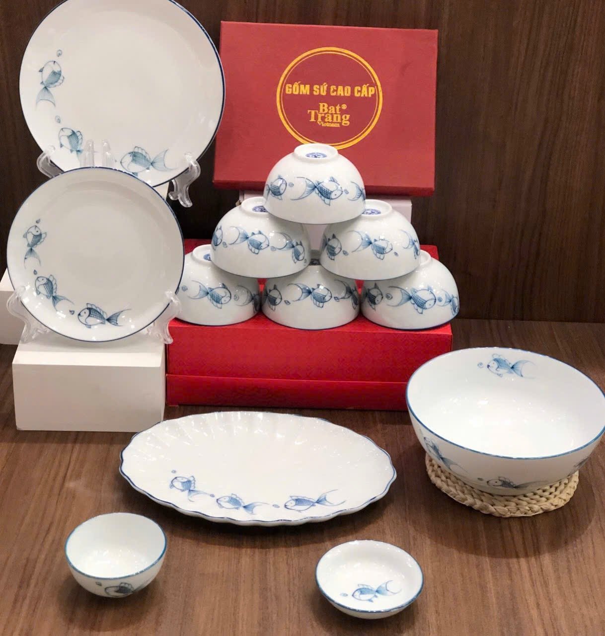 Set bát ăn vẽ tay cao cấp Bát Tràng