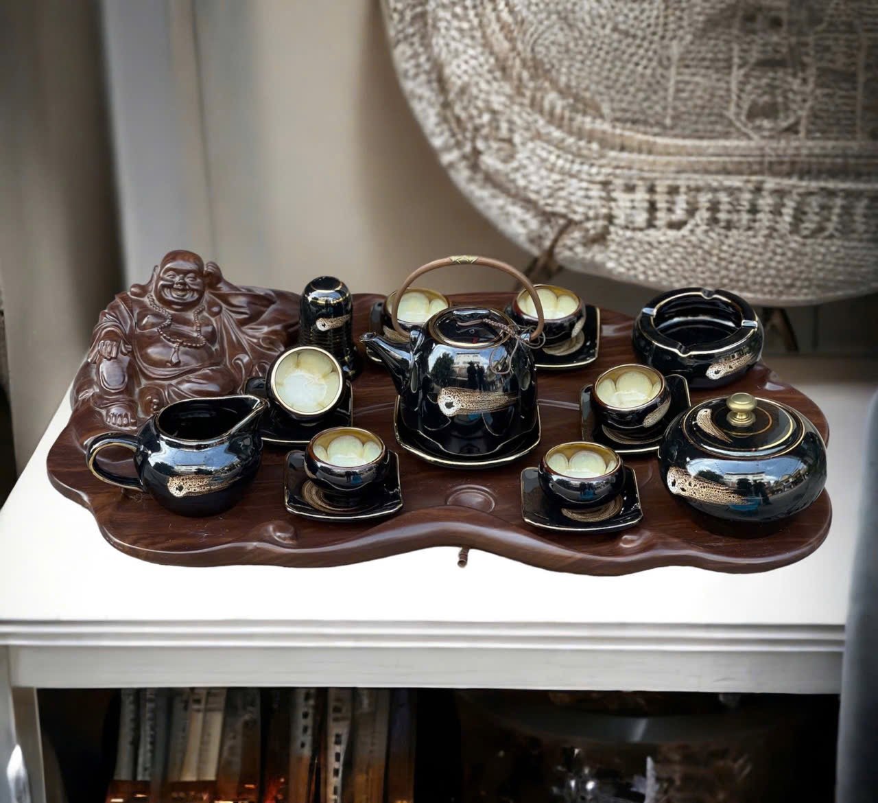 Bộ Ấm Chén Men Hỏa Biến Cao Cấp Bát Tràng – Nghệ Thuật Gốm Sứ Độc Bản