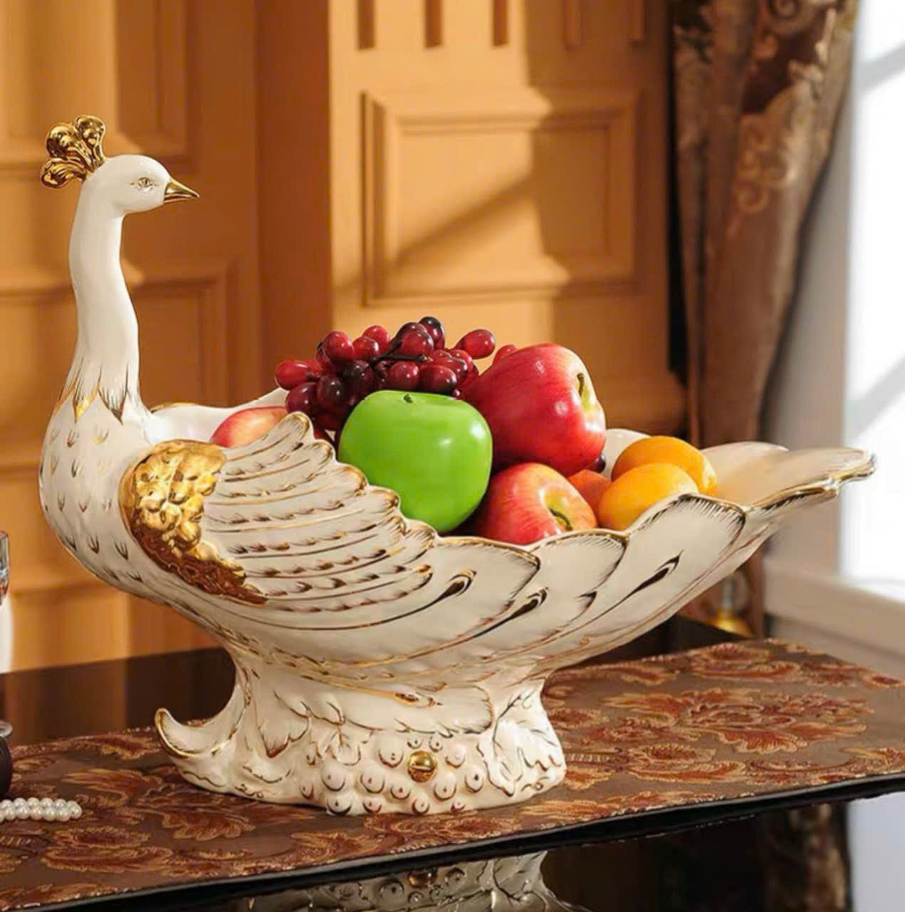 Khay Hoa Quả Vẽ Vàng Kim – Gốm Sứ Trang Trí Cao Cấp