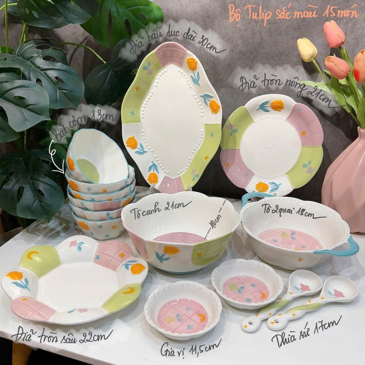 Set bát Tulip 15 món cao cấp – phong cách hiện đại, tiện dụng cho gia đình