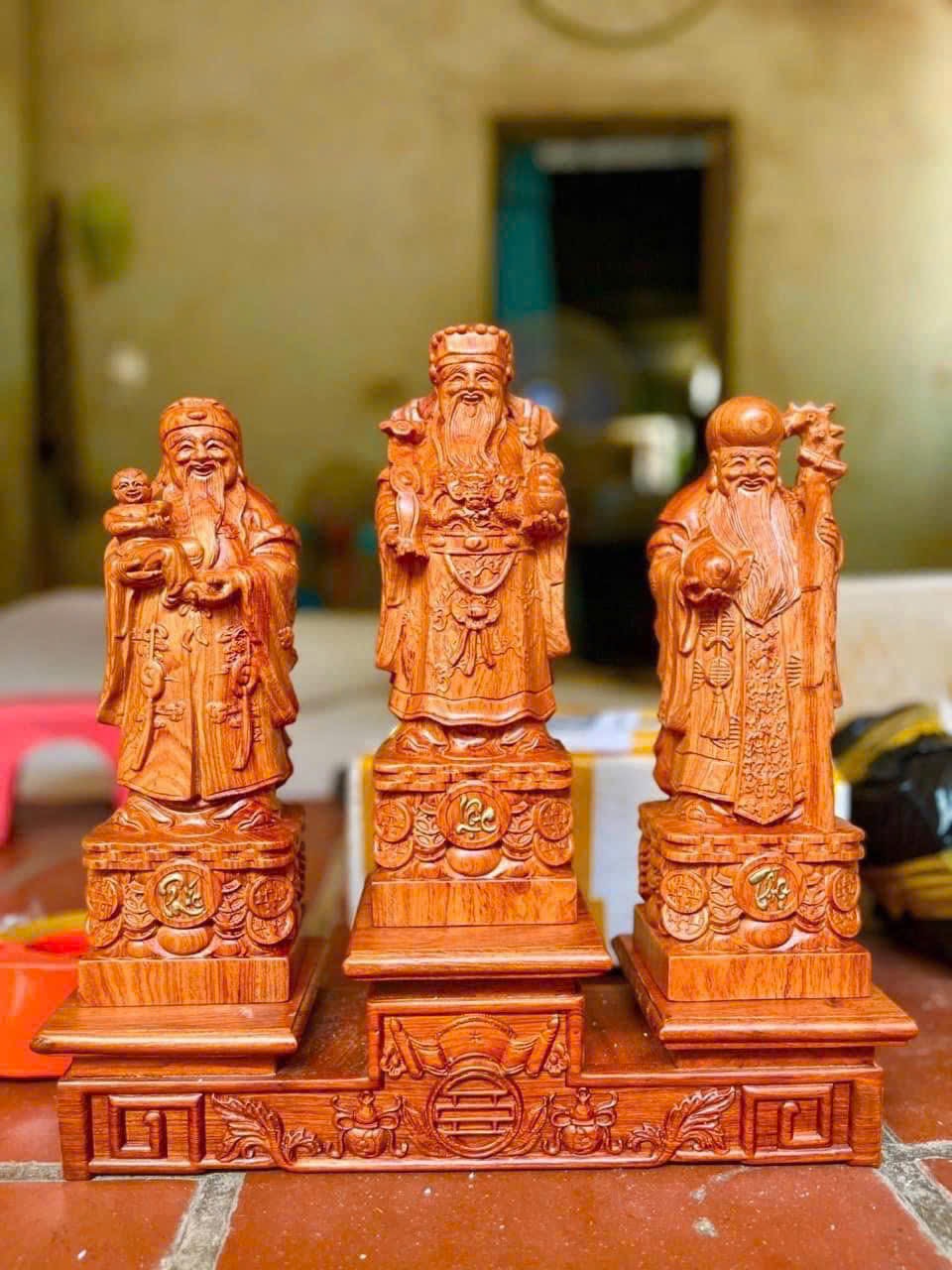 Bộ tượng Tam Đa gỗ hương – Phúc Lộc Thọ để bàn thờ, bàn làm việc