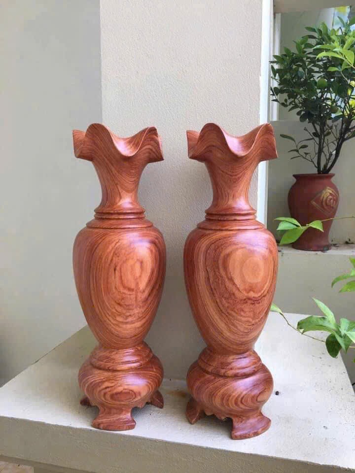 Lục Bình Gỗ Hương Đá Cao 40cm – Vân Đẹp, Giá Xả Sập Sàn