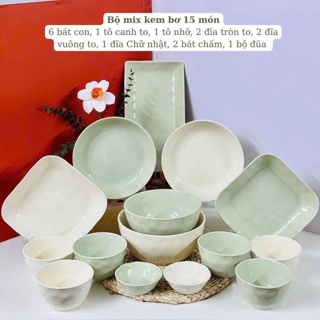 Set bát kem bơ 15 chi tiết – Mộc mạc mà sang trọng