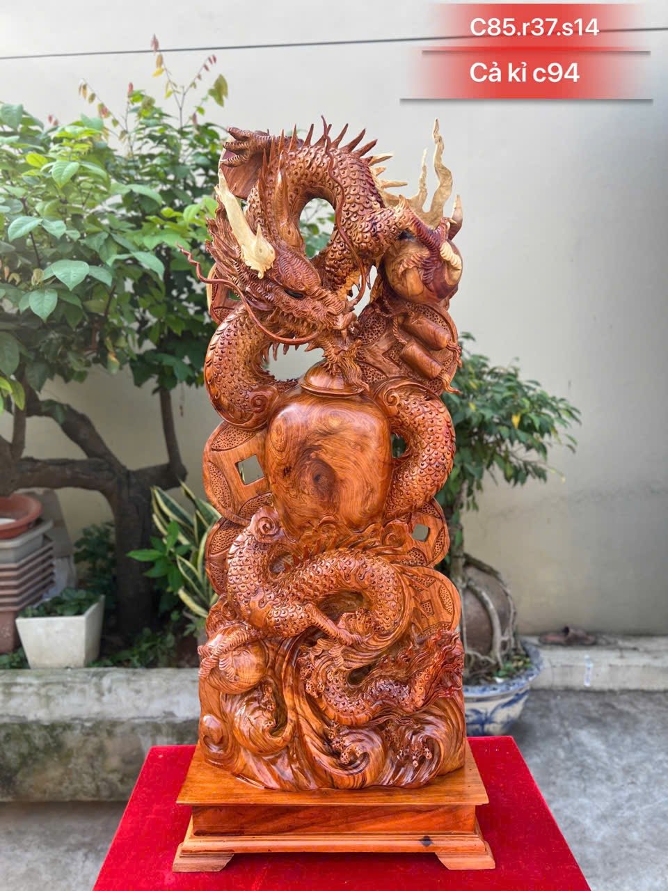 Tượng Nhất Long – Gỗ Hương Ta, Chạm Khắc Tinh Xảo, Phong Thủy May Mắn