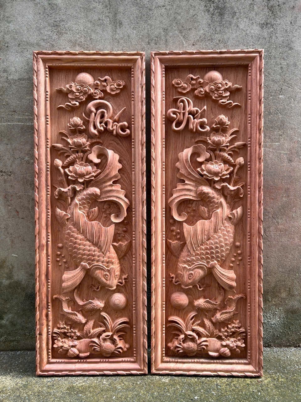 Tranh Cá Chép Gỗ Hương Đá – Dài 107cm, Hoàn Thiện Sắc Nét