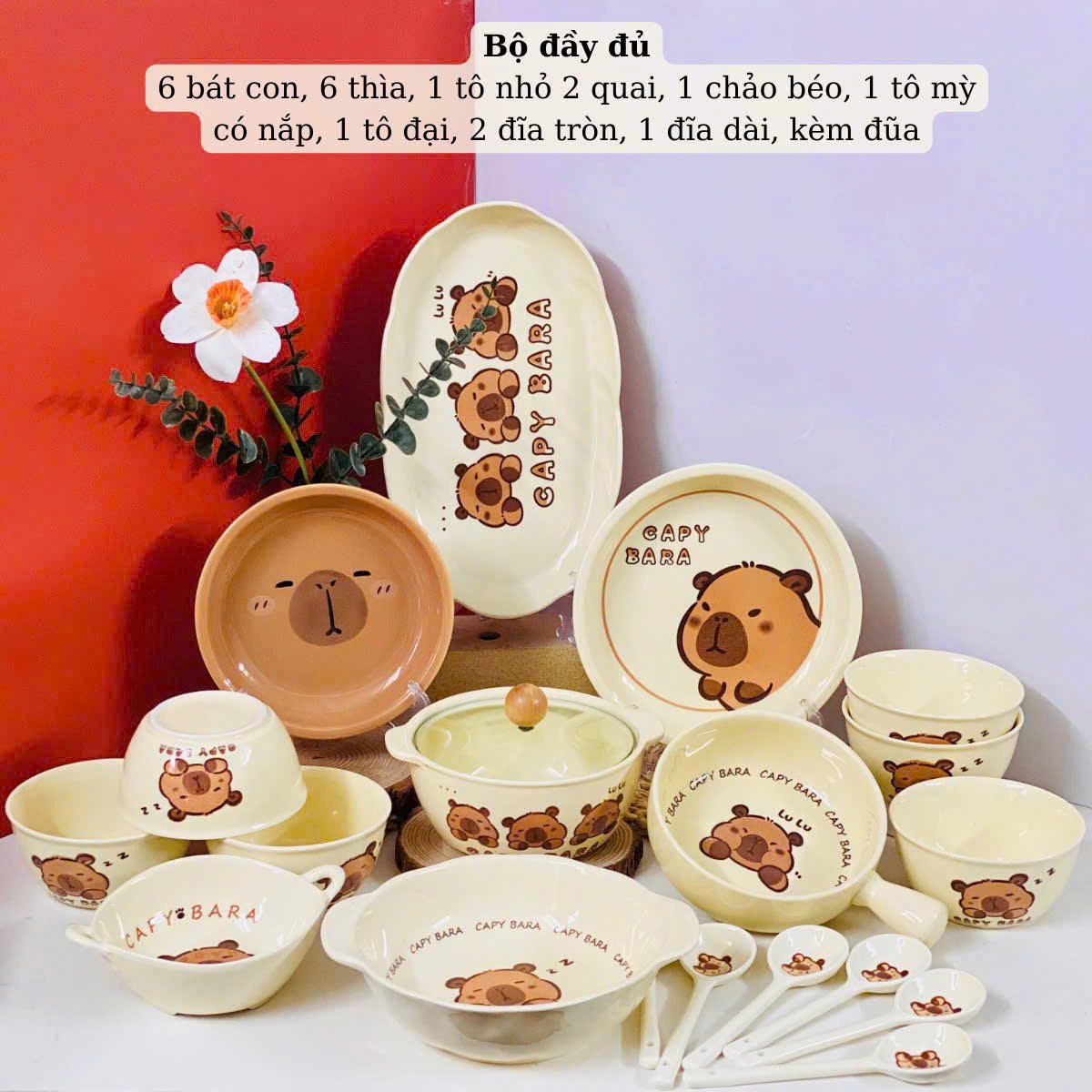 Set Bát Capybara Gốm Sứ Cao Cấp – Đồ Dùng & Trang Trí Độc Đáo