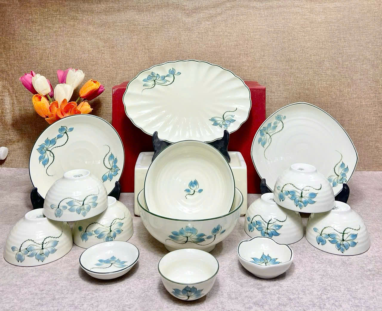 Set Bát Ăn Hàng Bát Tràng Vẽ Tay Cao Cấp – Bộ Bàn Ăn Sang Trọng