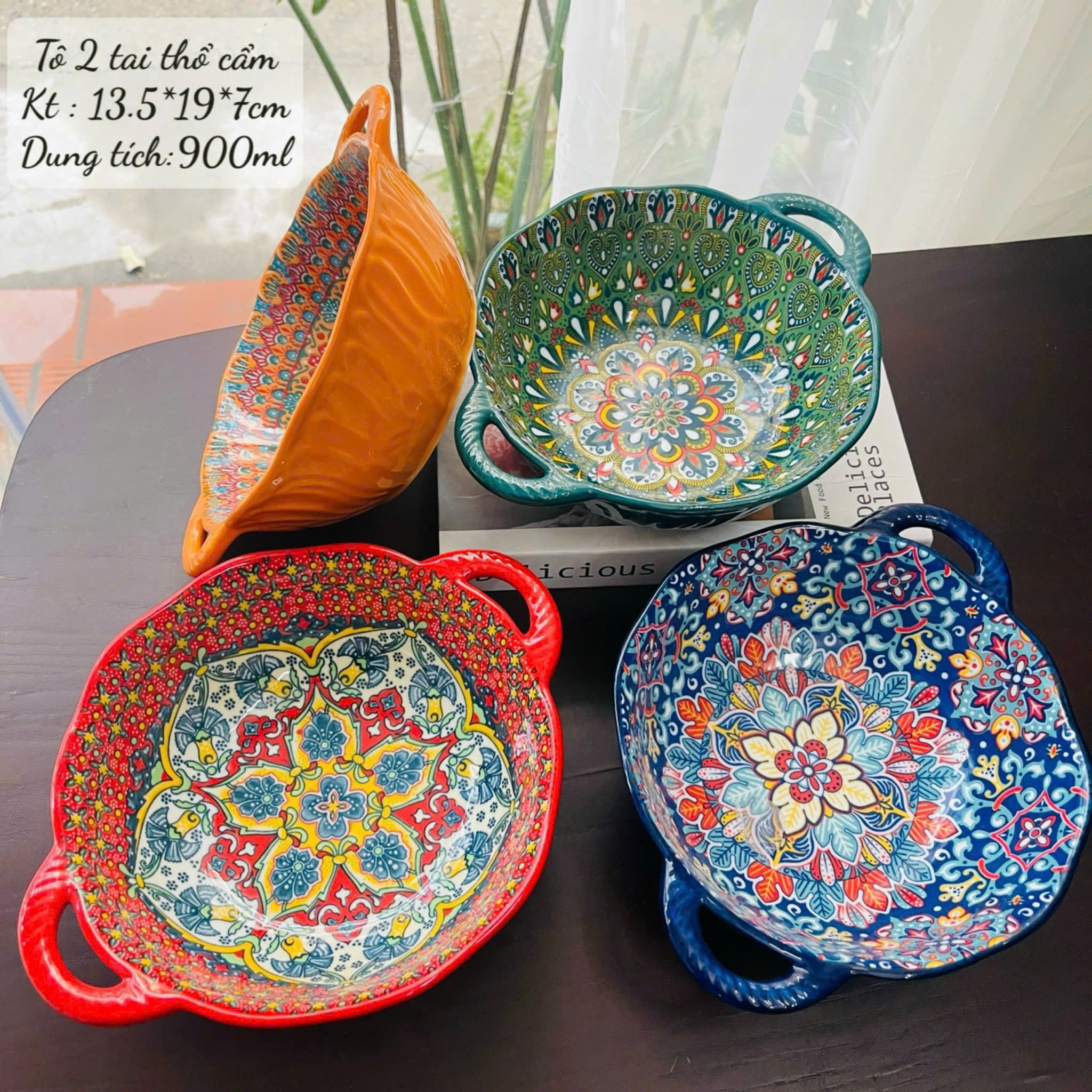 Tô Sứ 2 Tai Thổ Cẩm Hoa Văn Tinh Xảo - Nghệ Thuật Gốm Sứ Độc Đáo