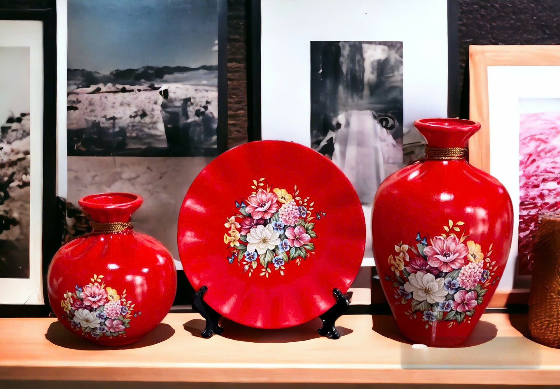 Set 3 món trang trí gốm sứ – Sang trọng, tặng kèm phụ kiện