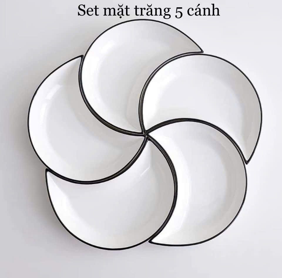Set Mặt Trăng 5 Cánh - Bộ Khay Đựng Đồ Ăn Sang Trọng, Tiện Lợi