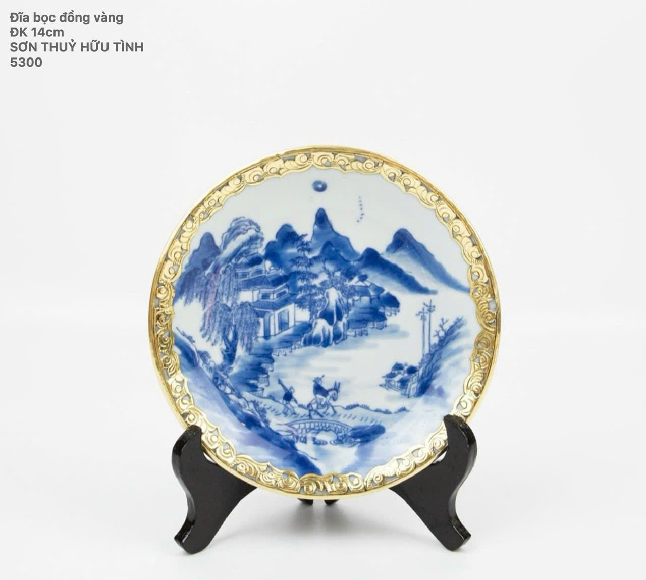Đĩa cảnh trưng bày bọc đồng Bát Tràng