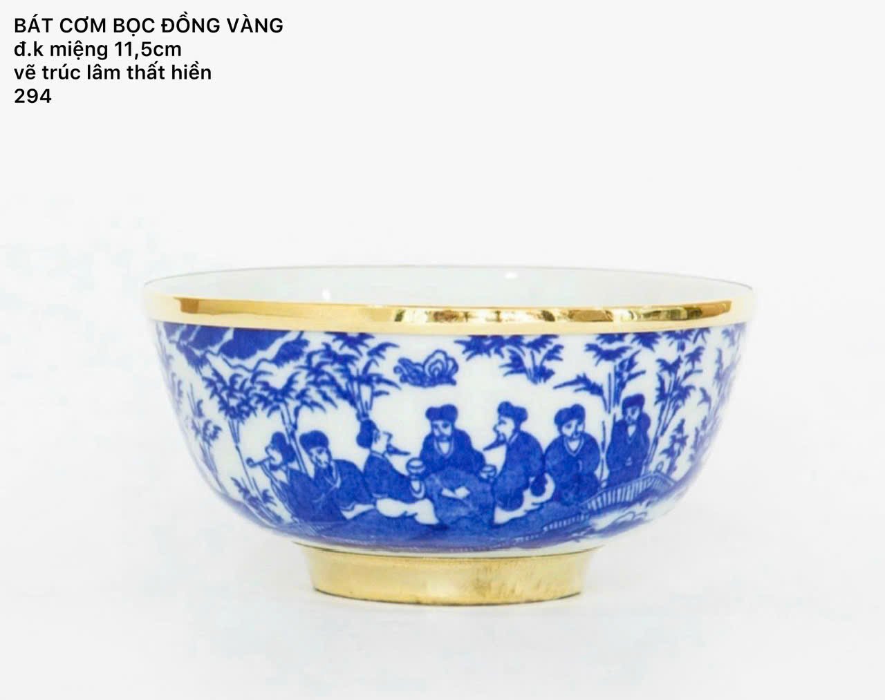 Bát sứ Bát Tràng bọc đồng vàng đường kính 11.5cm