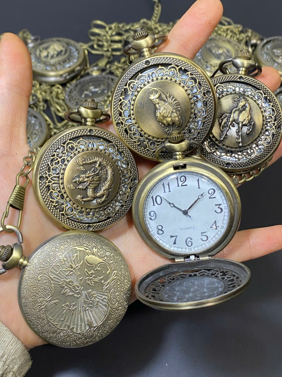 Bộ đồng hồ quả quýt 12 con giáp bằng đồng – Quà tặng phong thủy cao cấp