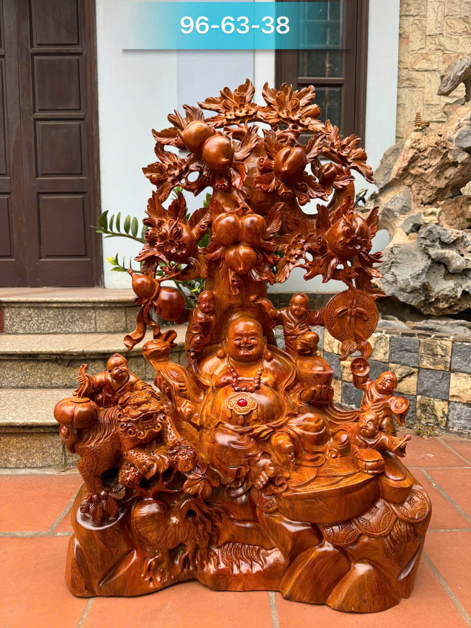 Tượng Di Lặc Ngũ Phúc Gỗ Hương Ta – Phúc Lộc Viên Mãn