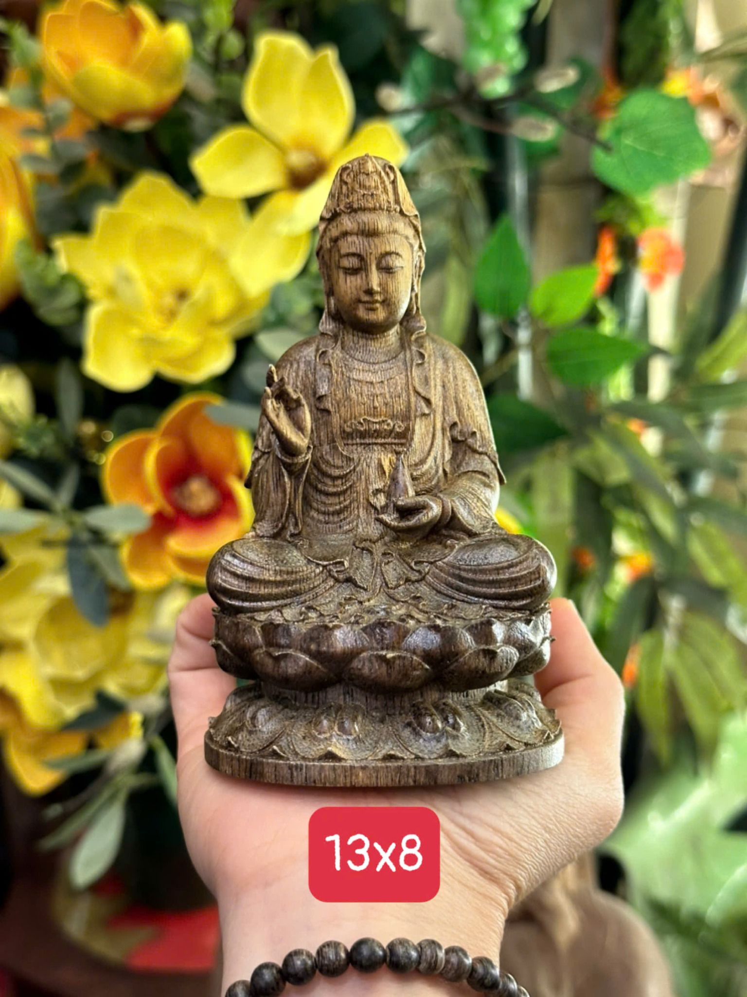 Tượng Quan Âm 4D Gỗ Trầm Tóc Kiến – Linh Vật Bình An & May Mắn