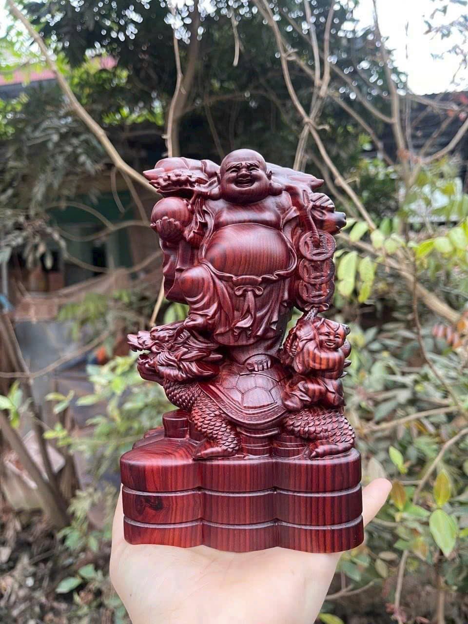 Tượng Di Lặc Long Quy Gỗ Trắc – Bình An, Tài Lộc, Phong Thủy May Mắn