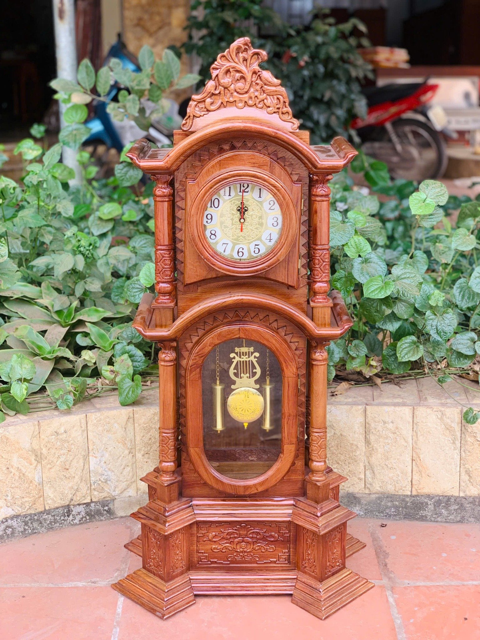 Đồng Hồ Tứ Trụ Nhỏ Để Bàn Gỗ Hương Đá – Phong Thủy Tốt, Sang Trọng, Bao Ship