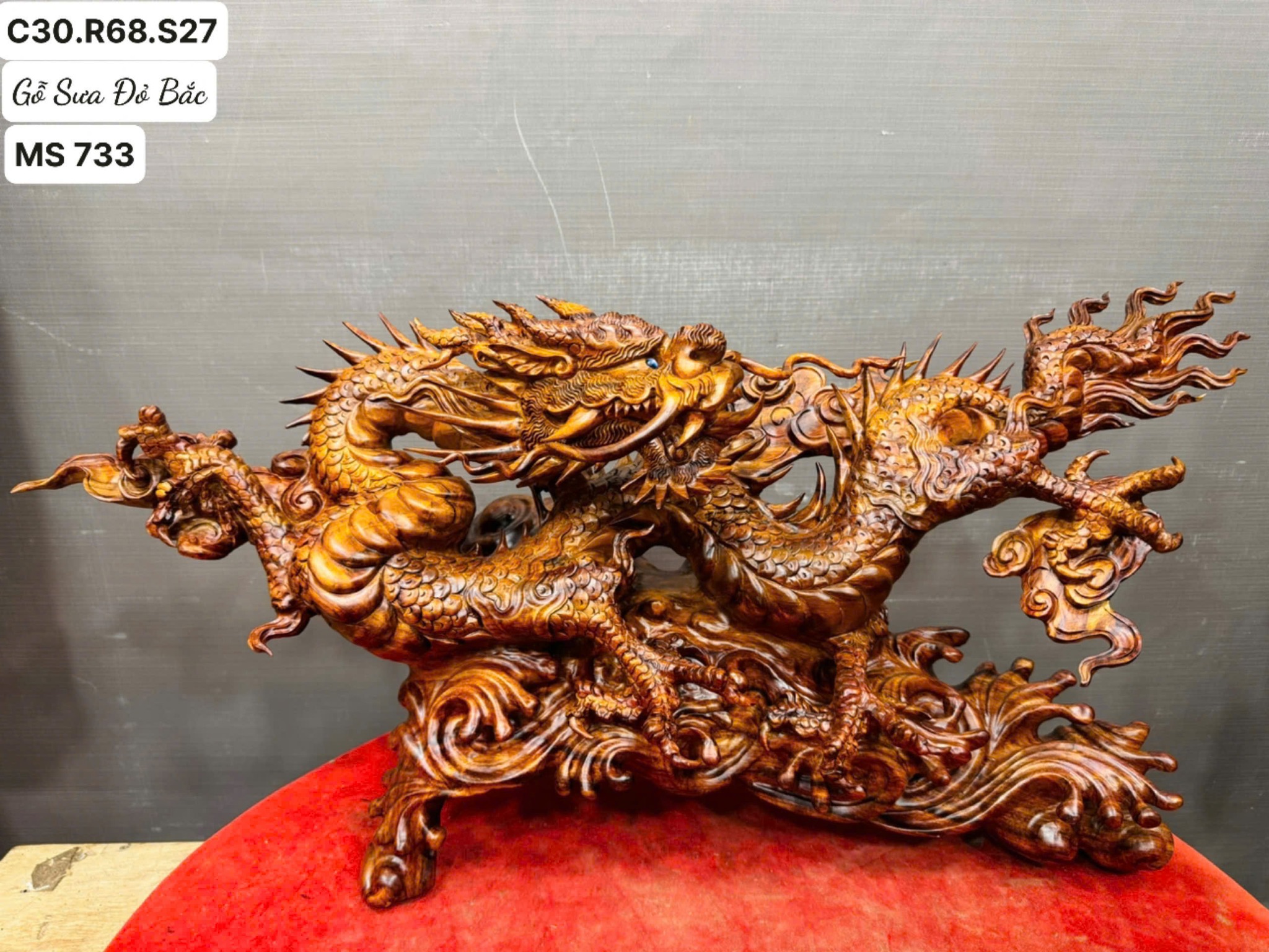 Tún Decor - Tượng Nhất Long Gỗ Sưa Đỏ Bắc | Linh Vật Rồng Phong Thủy