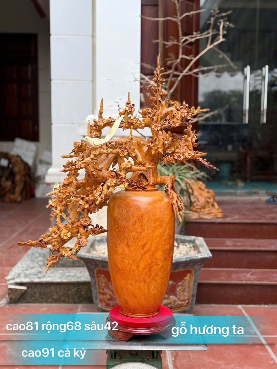 Bình Mai Thác Đổ Gỗ Hương Ta – Tinh Xảo & Sang Trọng