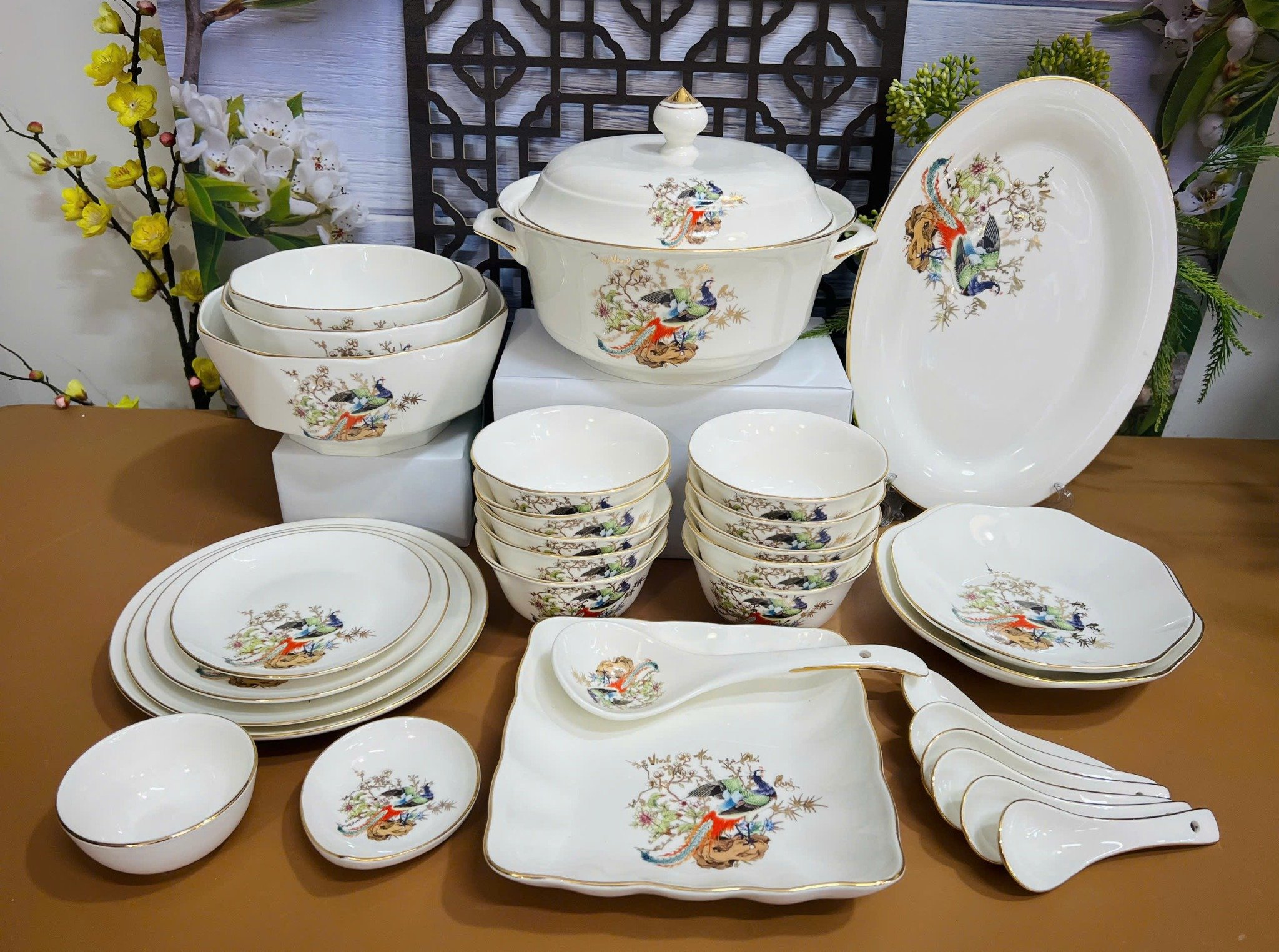 Bộ bát đĩa ăn 31 chi tiết Bát Tràng cao cấp