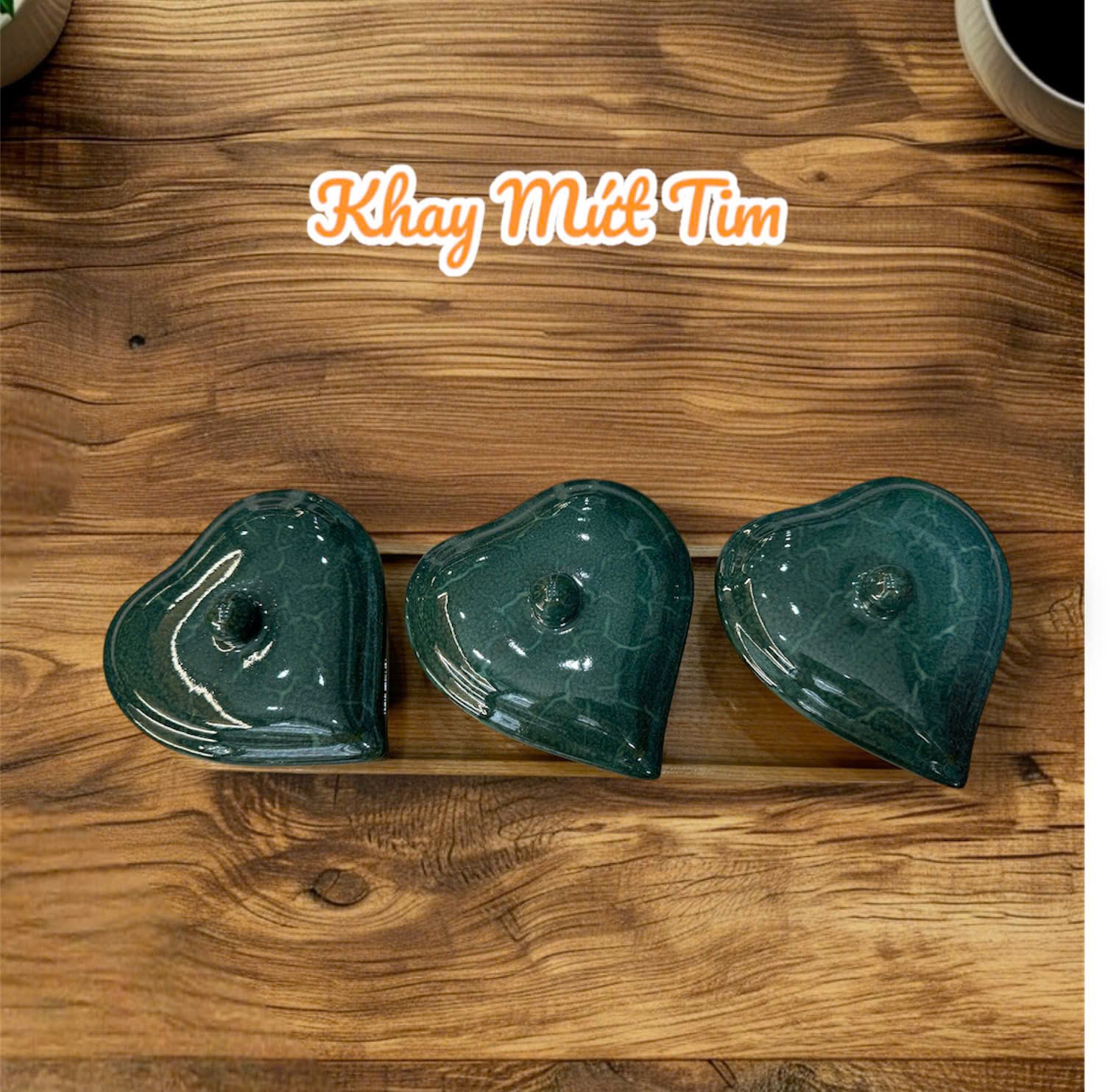 Bộ 3 hũ mứt tim men hoả biến Bát Tràng kèm khay – Sang trọng, độc đáo