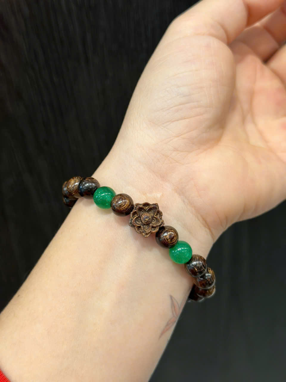 Vòng Tay Sánh Mix Hoa Sen Kèm Đá – Size 8li Sang Trọng