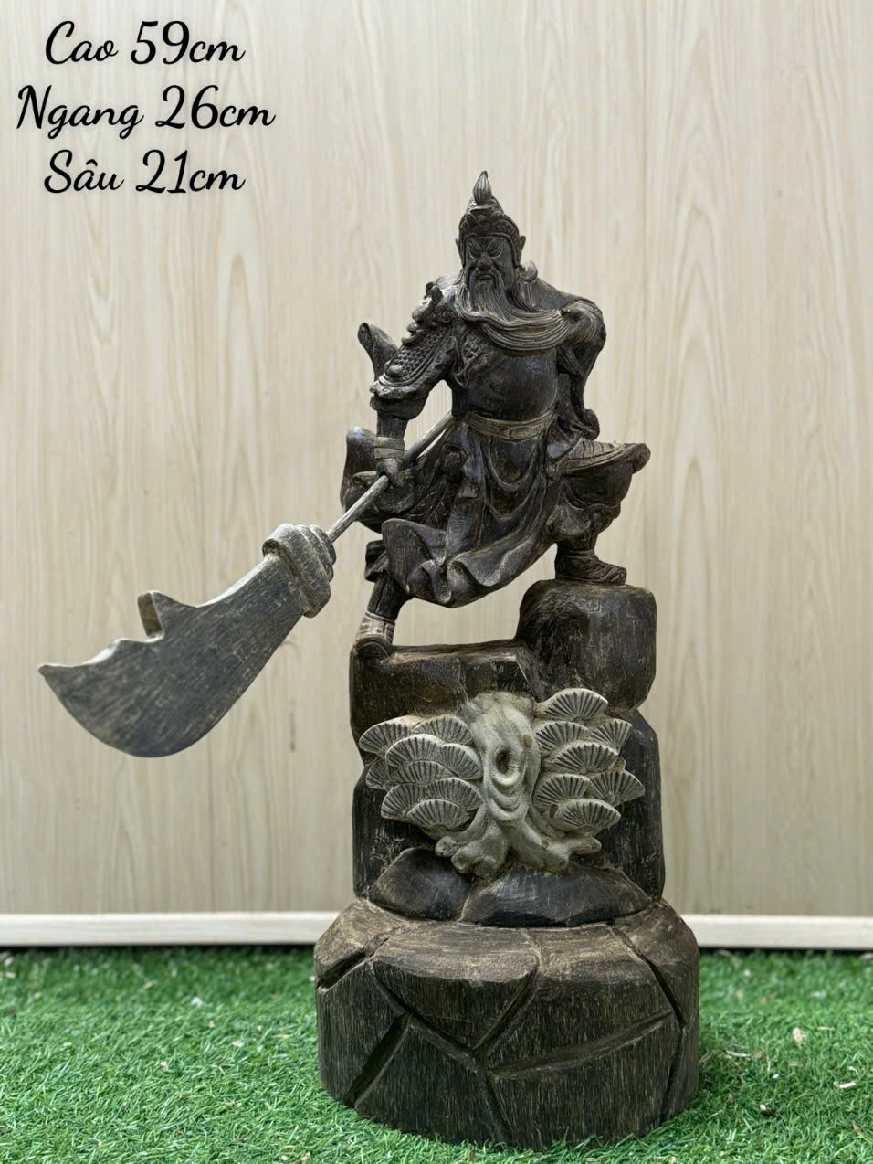 Tượng Quan Công Trầm Hương Nguyên Khối – Vật Phẩm Phong Thủy Bảo Vệ