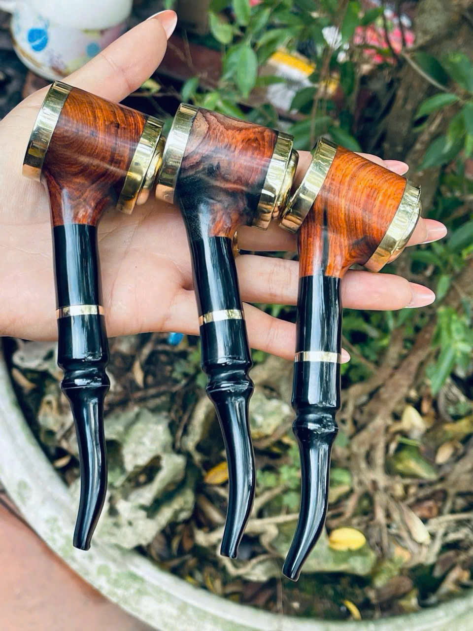 Tẩu Hút Xì Gà Gỗ Trắc Mix Sừng Bò – Thủ Công, Sang Trọng