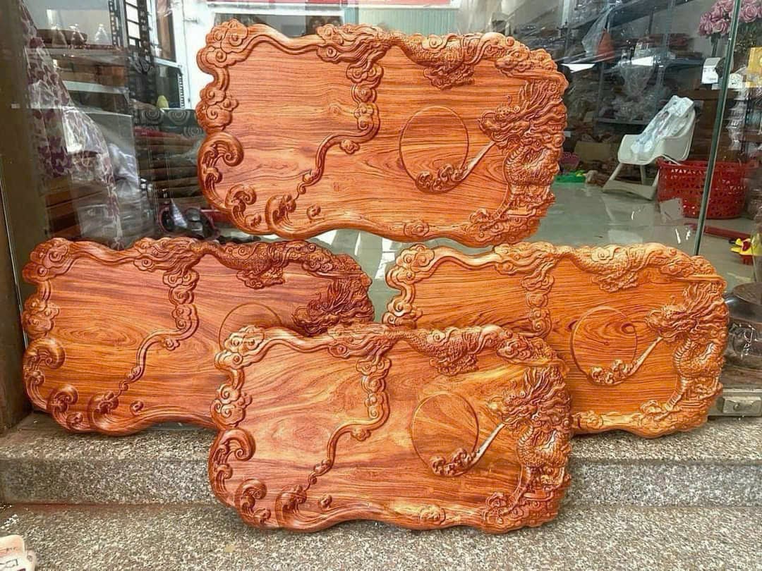 Khay Trà Gỗ Hương Đá Liền Khối Siêu Vân – Bao Ship